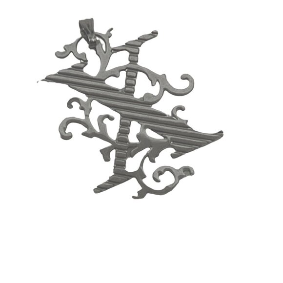 Gothic Style Initial "X" Pendant Necklace Intricate Design Silver-Tone Metal Uni - Picture 2 of 5